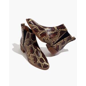 New Madewell Womens Carina Boots Snake Embossed Leather Chelsea Boots Size 6.5